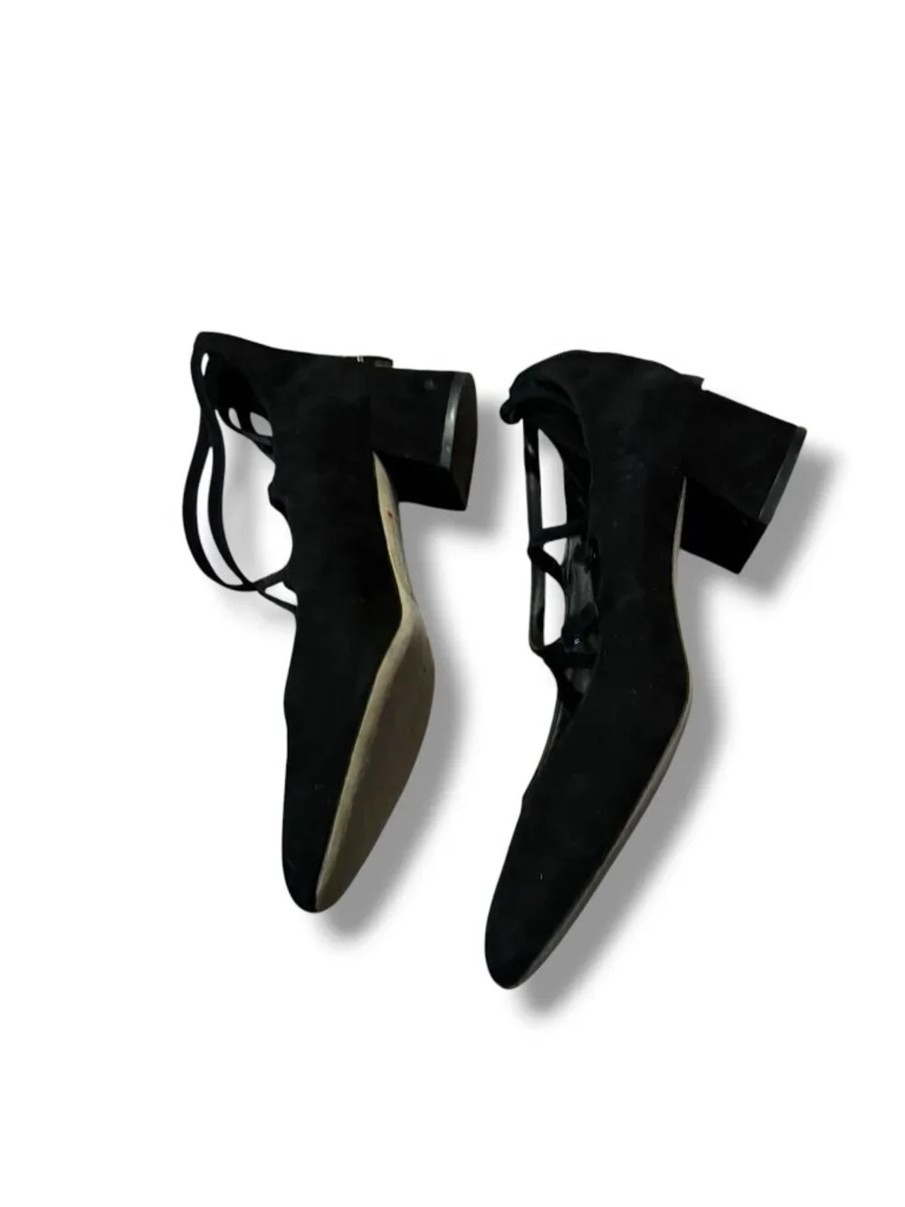 Via Spiga Black Suede Multi‑Strap Heels – Size 10